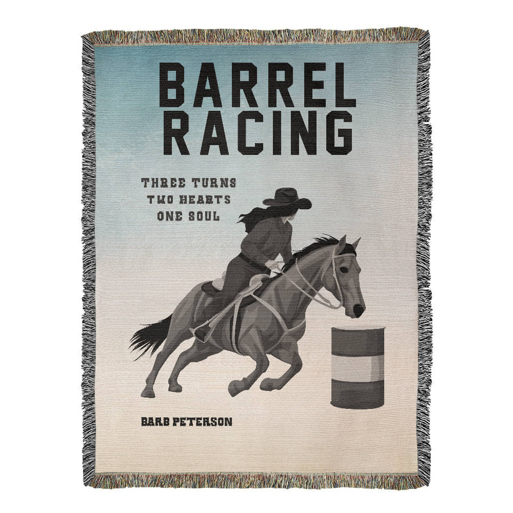 Personalized Barrel Racing Woven Blanket – Cowgirl Gift, Custom Fleece/Sherpa Throw