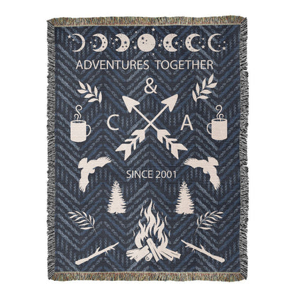 Personalized Camping Woven Blanket Adventure Together Gift Custom Throw