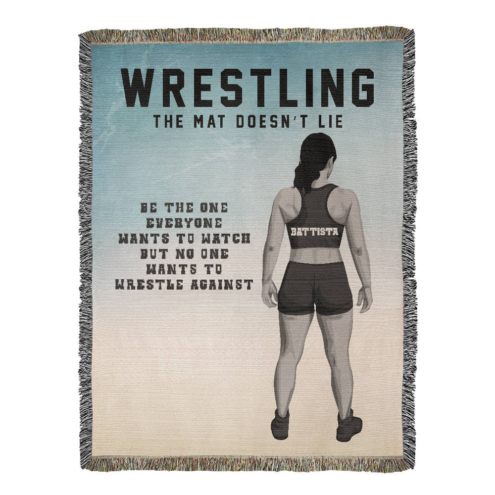 Personalized Girls Wrestling Woven Blanket – Custom Athlete Gift, Fleece/Sherpa Throw