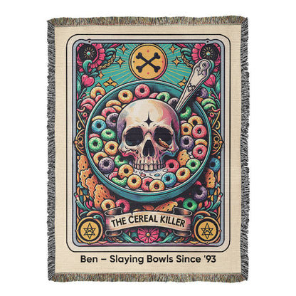 Personalized Cereal Killer Tarot Card Woven Blanket Custom Funny Gift Throw