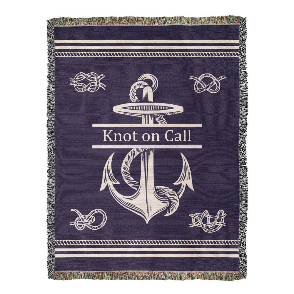 Personalized Nautical Knots Woven Blanket Custom Boat Name Throw