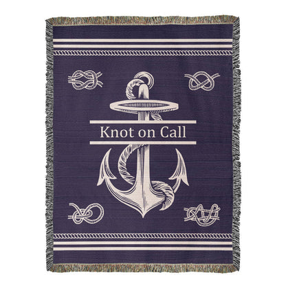 Personalized Nautical Knots Woven Blanket Custom Boat Name Throw