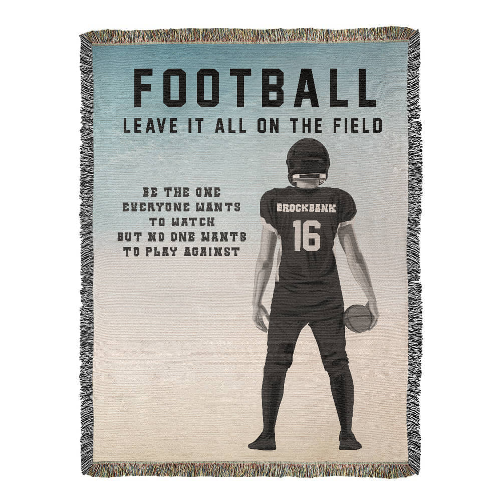 Personalized Football Woven Blanket – Custom Player Gift, Fleece/Sherpa Throw