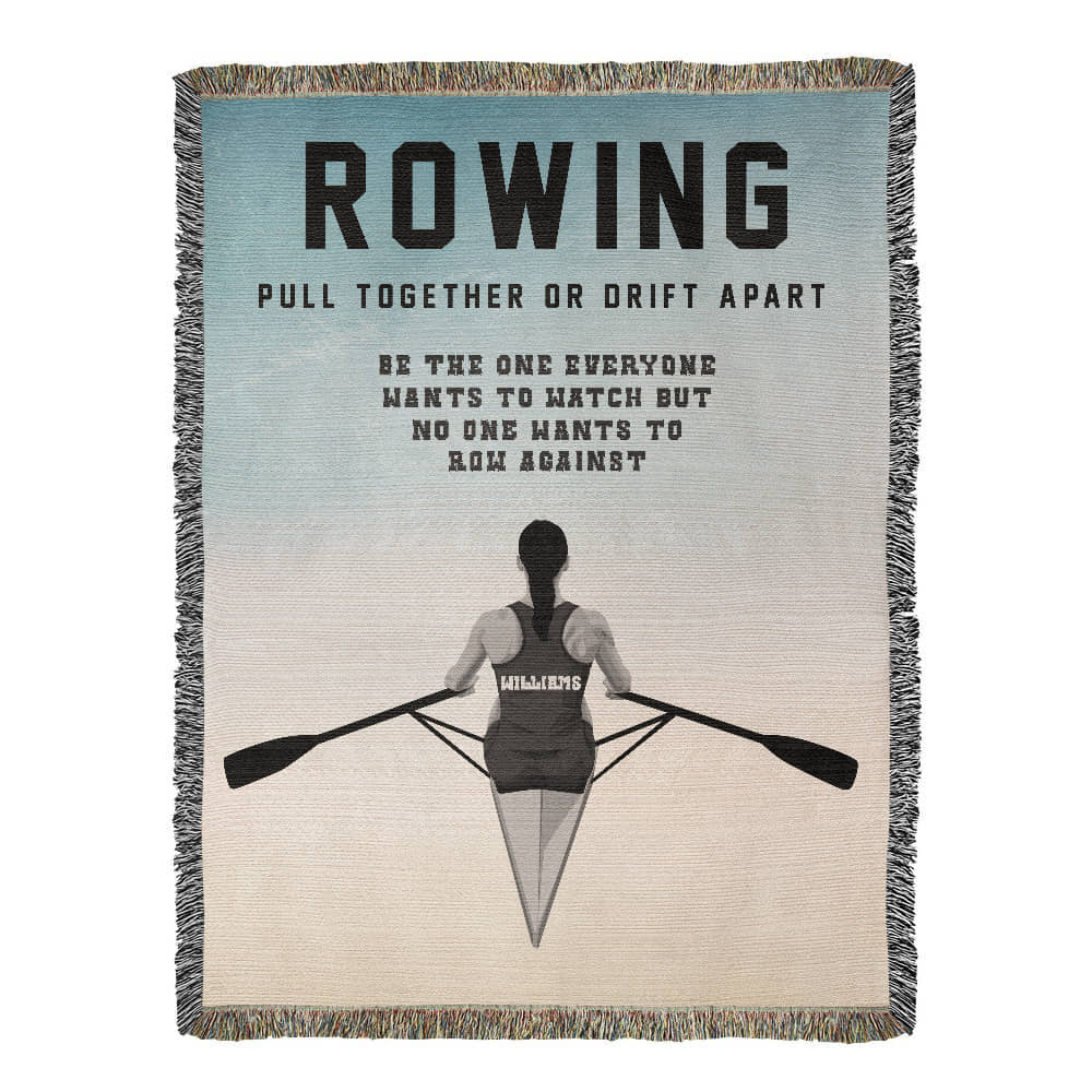 Personalized Womens Rowing Woven Blanket Custom Rower Gift Throw