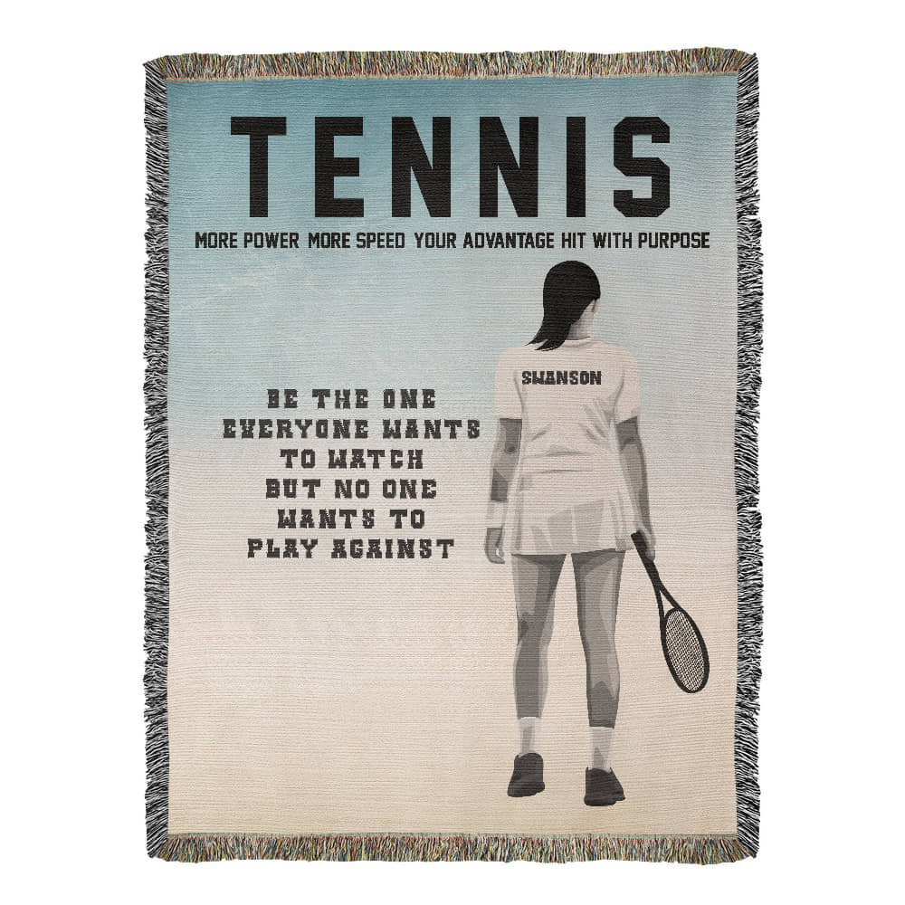Personalized Girls Tennis Woven Blanket – Custom Tennis Gift, Fleece/Sherpa Throw