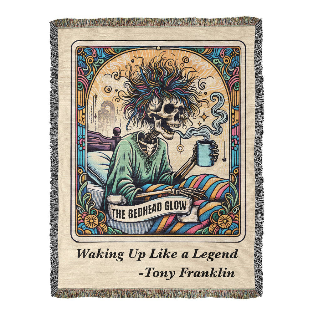 Personalized Bedhead Glow Tarot Card Woven Blanket – Custom Skeleton Gift, Fleece/Sherpa Throw