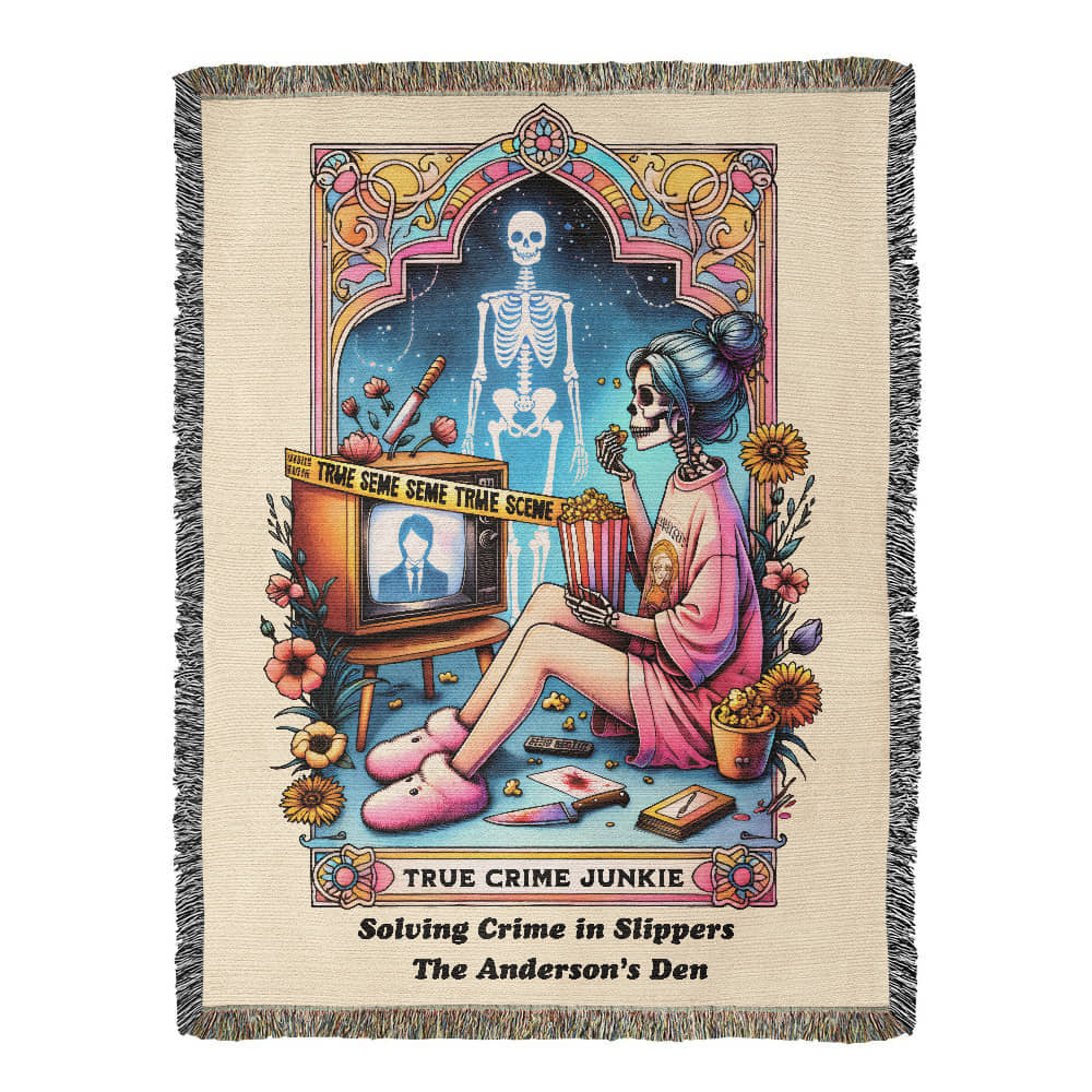 Personalized True Crime Junkie Tarot Card Woven Blanket Custom Gift Throw