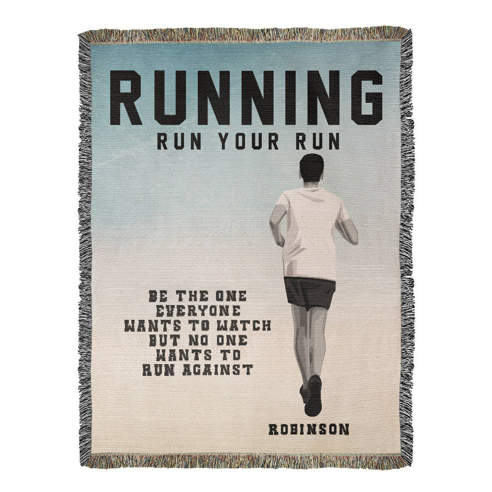 Personalized Boys Running Woven Blanket – Custom Runner Gift, Fleece/Sherpa Throw