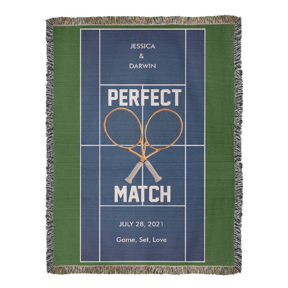 Personalized Tennis Woven Blanket Couples Tennis Gift Custom Throw