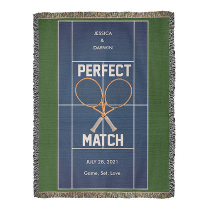 Personalized Tennis Woven Blanket Couples Tennis Gift Custom Throw