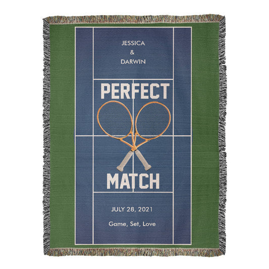 Personalized Tennis Woven Blanket Couples Tennis Gift Custom Throw