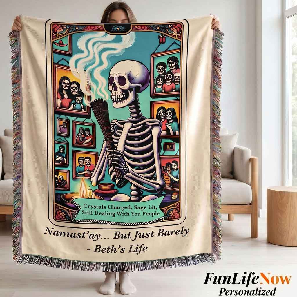 Personalized Not Enough Sage Tarot Card Woven Blanket Custom Gift Throw