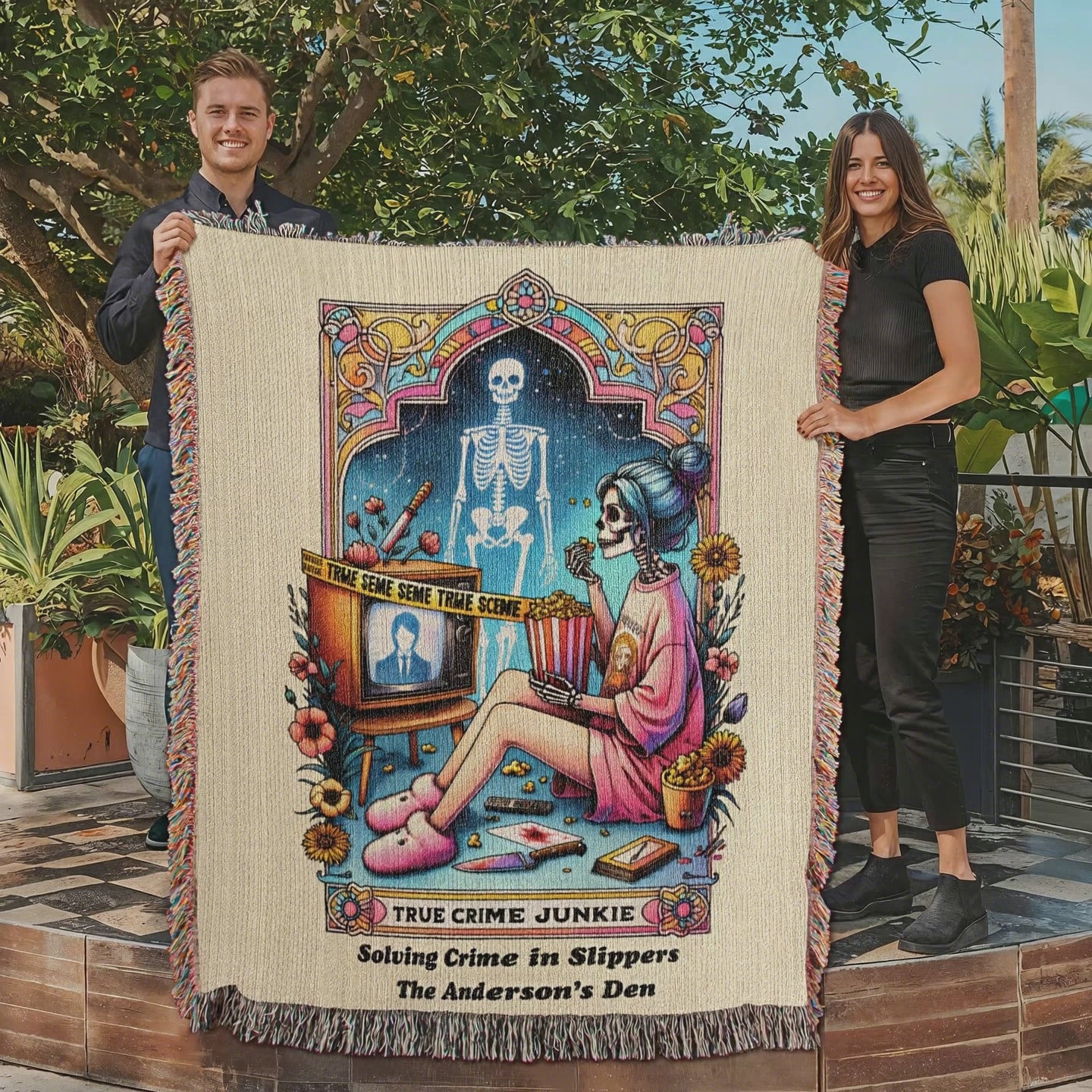 True Crimes Junkie Personalized Tarot Card Woven Blanket available at FunLifeNow.com