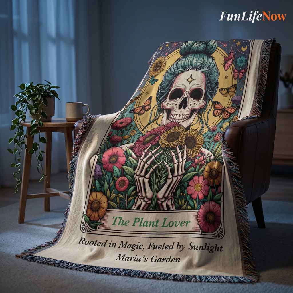 Personalized Plant Lover Tarot Card Woven Blanket Custom Garden Gift Throw