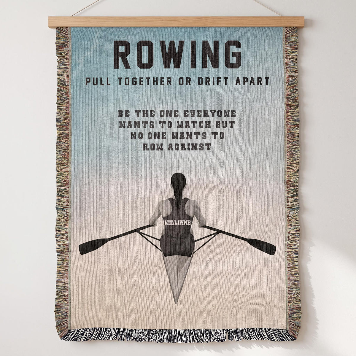 Personalized Womens Rowing Woven Blanket Custom Rower Gift Throw