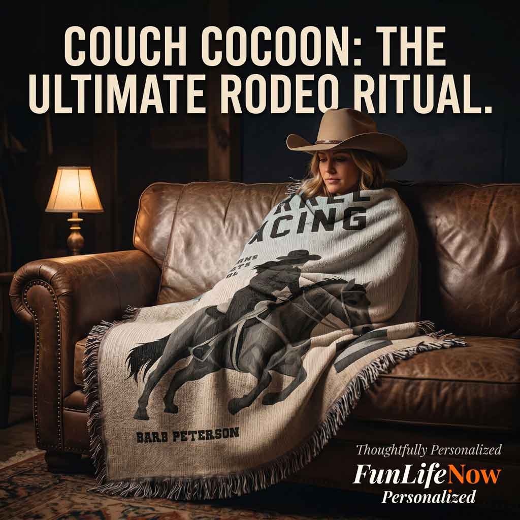 Personalized Barrel Racing Woven Blanket Cowgirl Gift Custom Throw
