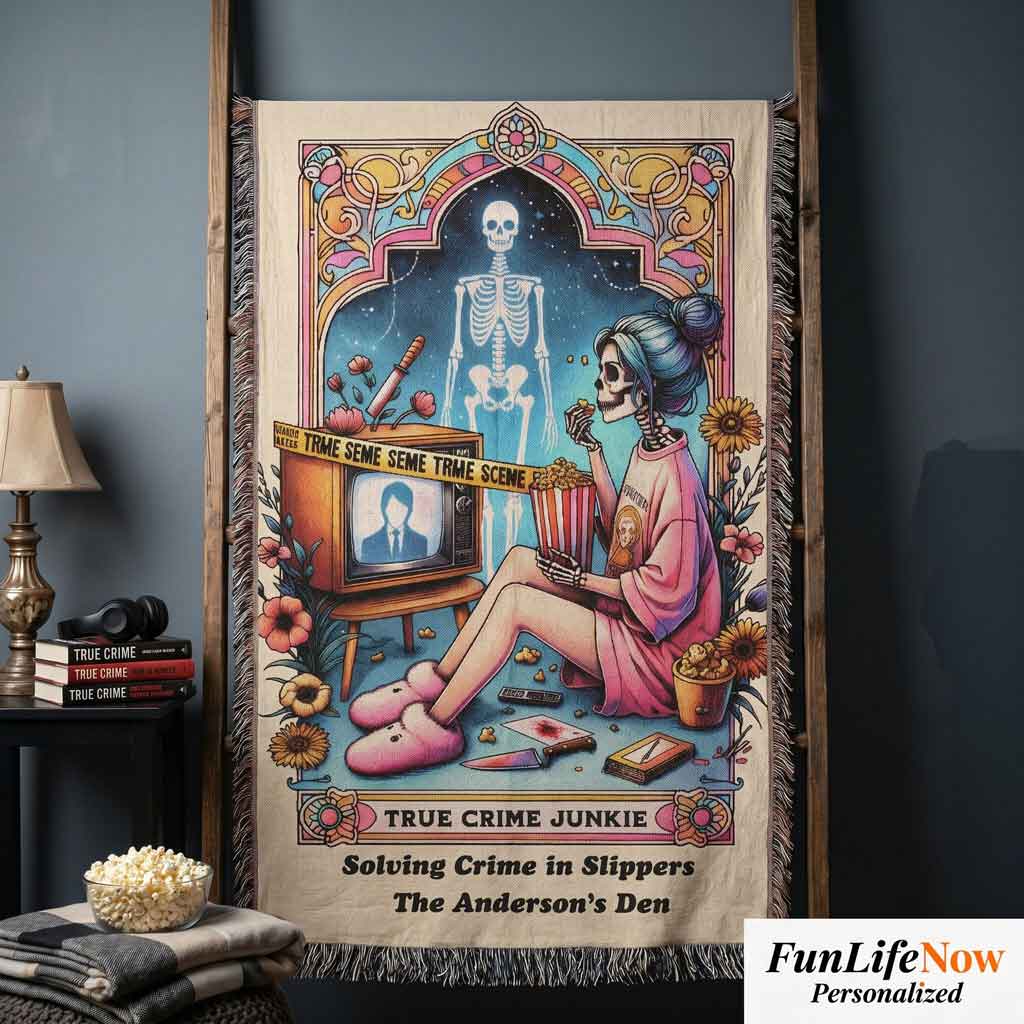 Personalized True Crime Junkie Tarot Card Woven Blanket Custom Gift Throw