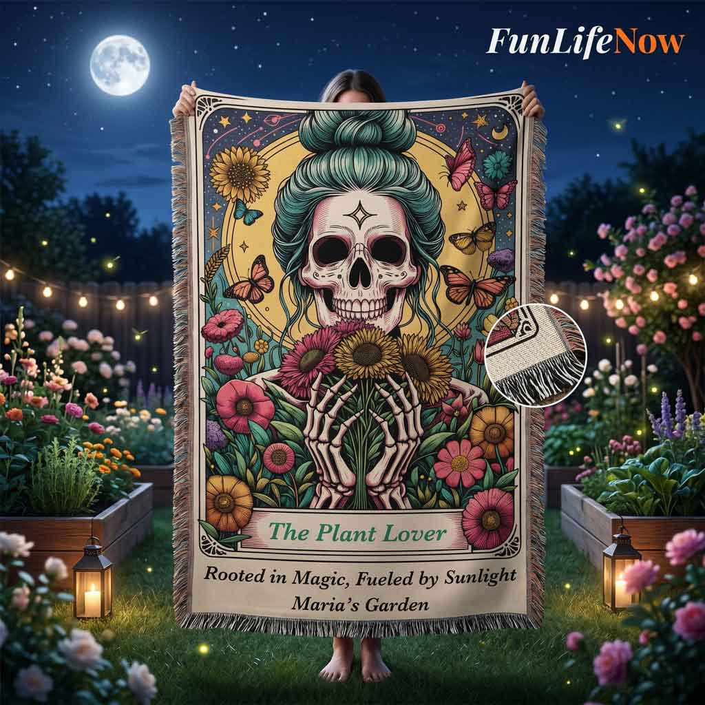 Personalized Plant Lover Tarot Card Woven Blanket Custom Garden Gift Throw