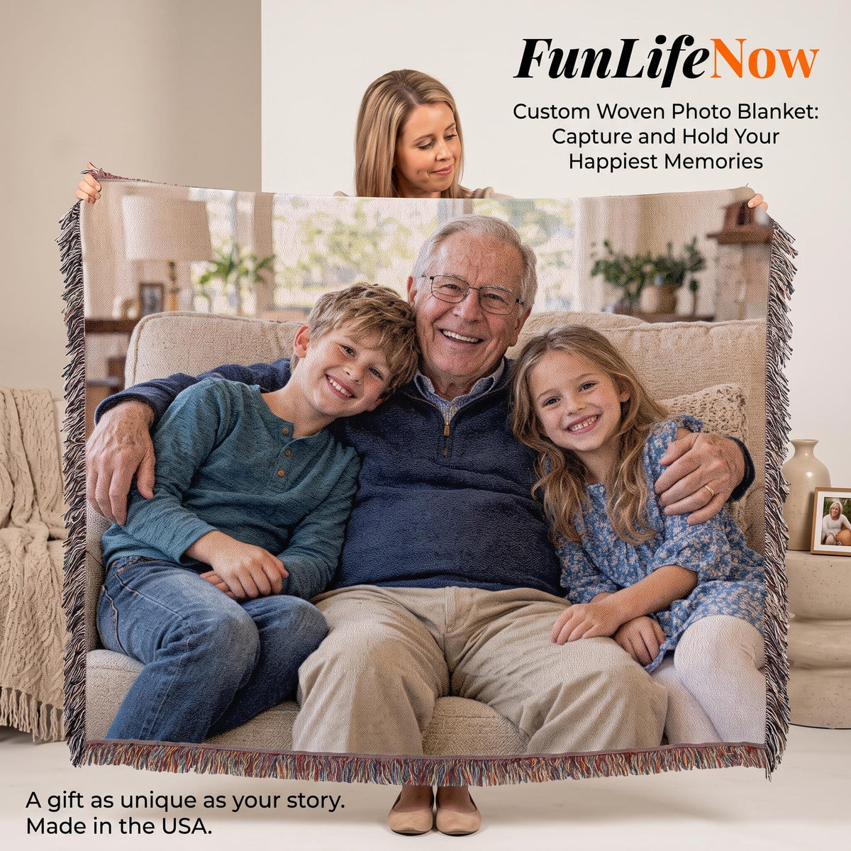 Custom Woven Photo Blanket Horizontal – Your Memories, Woven to Last