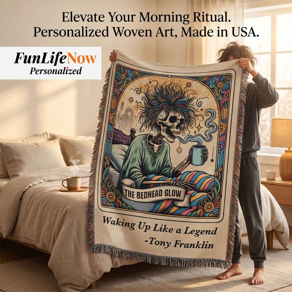 Personalized Bedhead Glow Tarot Card Woven Blanket Custom Skeleton Gift Throw