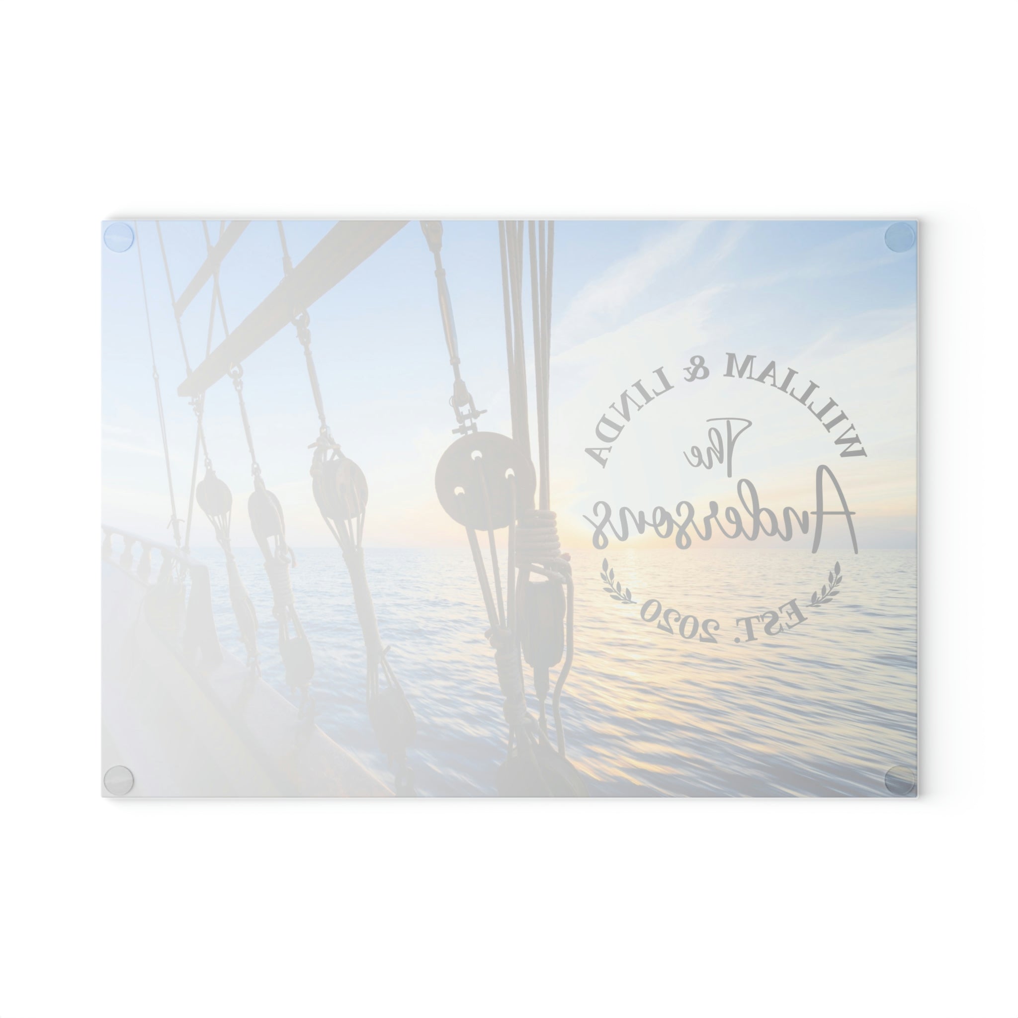 Personalized Ship Rope Tackle Glass Cutting Board – 20 Custom Designs, Tempered Glass, Housewarming, Wedding & Real Estate Gifts - Available in 2 Sizes: 8x11 & 11x15 - DESIGN 13