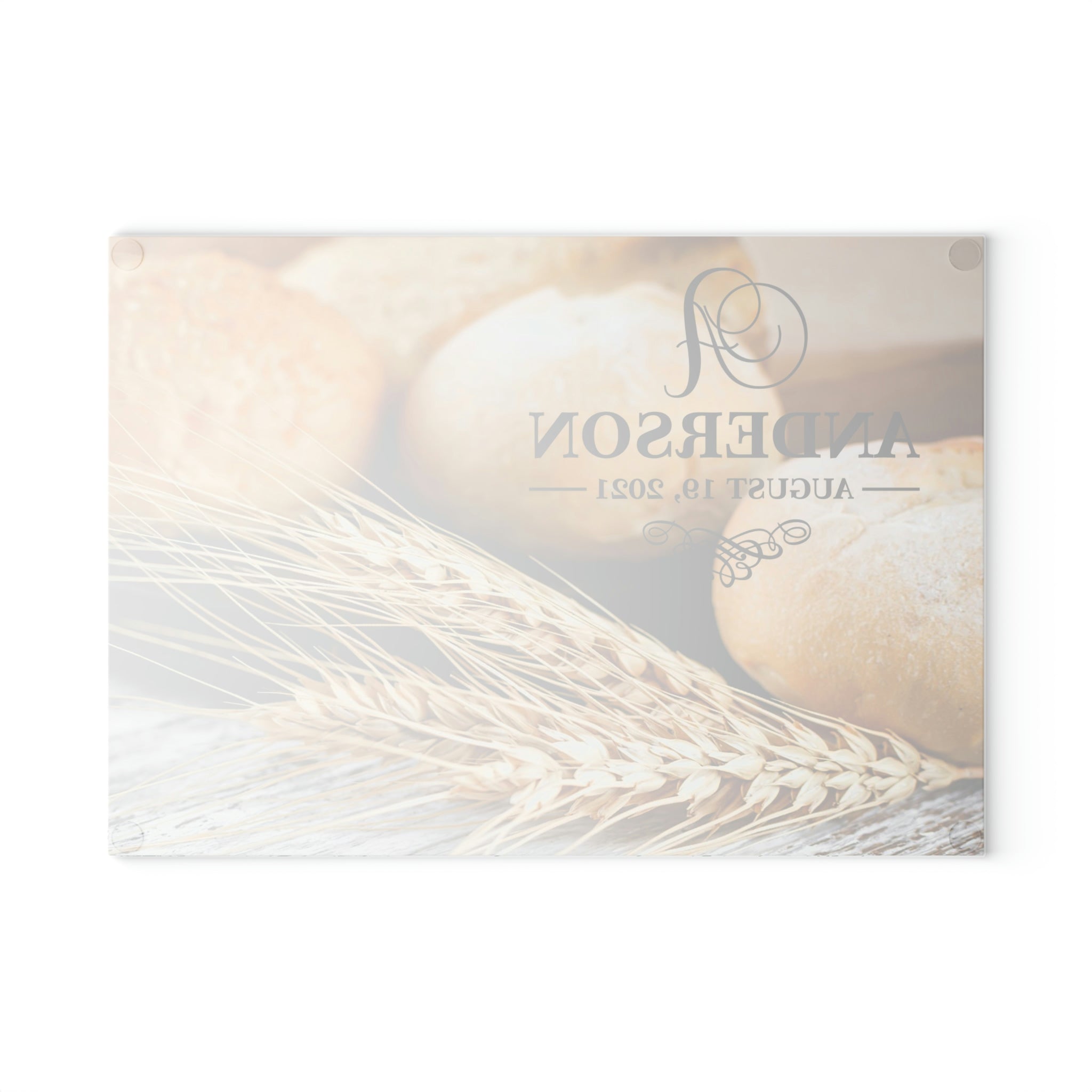Personalized Bread Wheat Glass Cutting Board – 20 Custom Designs, Tempered Glass, Housewarming, Wedding & Real Estate Gifts - Available in 2 Sizes: 8x11 & 11x15 - DESIGN 16
