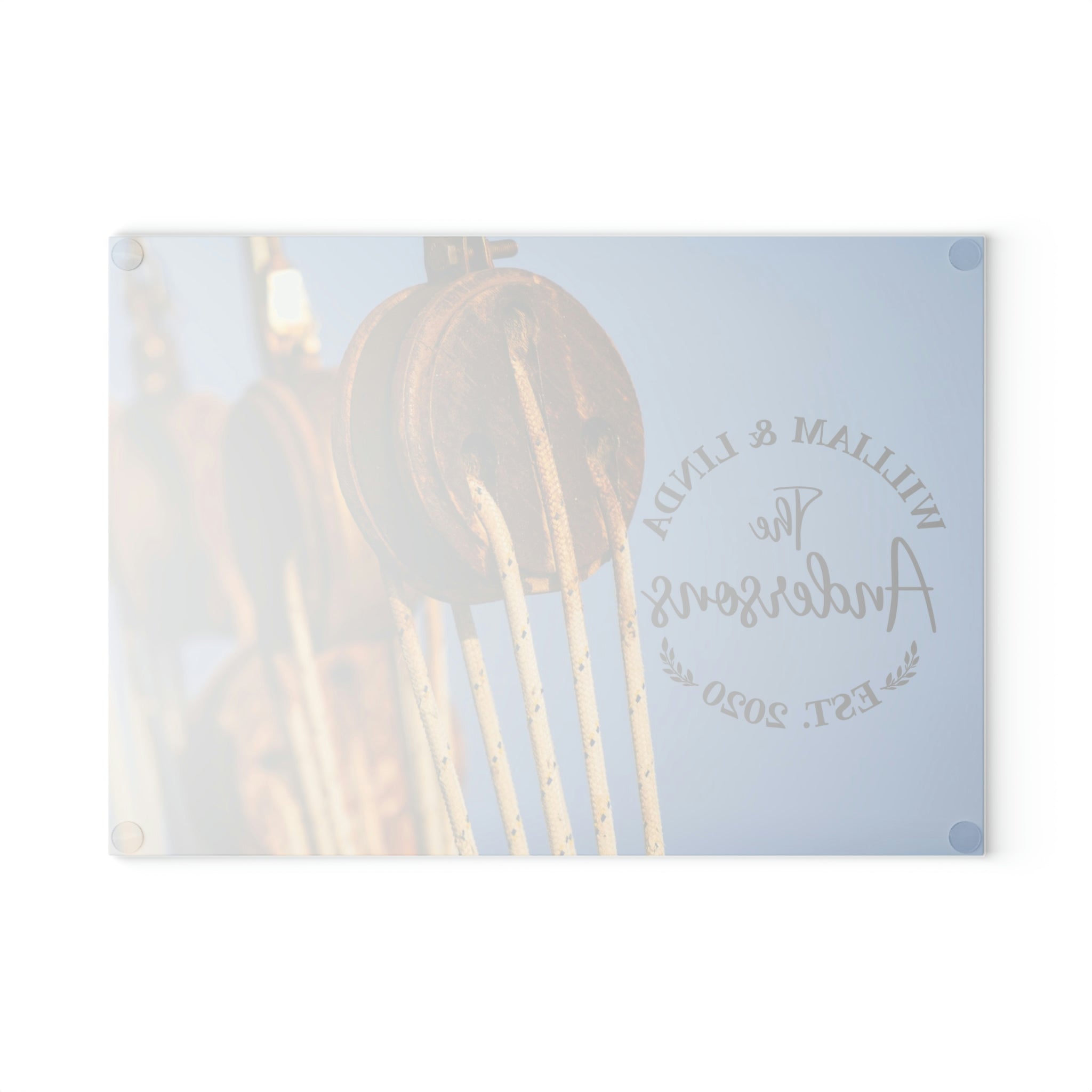 Personalized Sailboat Rope Rigging Glass Cutting Board – 20 Custom Designs, Tempered Glass, Housewarming, Wedding & Real Estate Gifts - Available in 2 Sizes: 8x11 & 11x15 - DESIGN 12