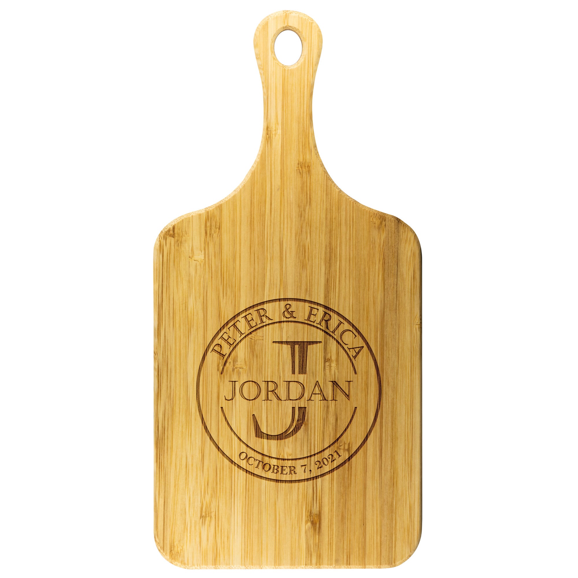 Bamboo Customized Cutting Board with Handle - Design 7- Personalized Gift