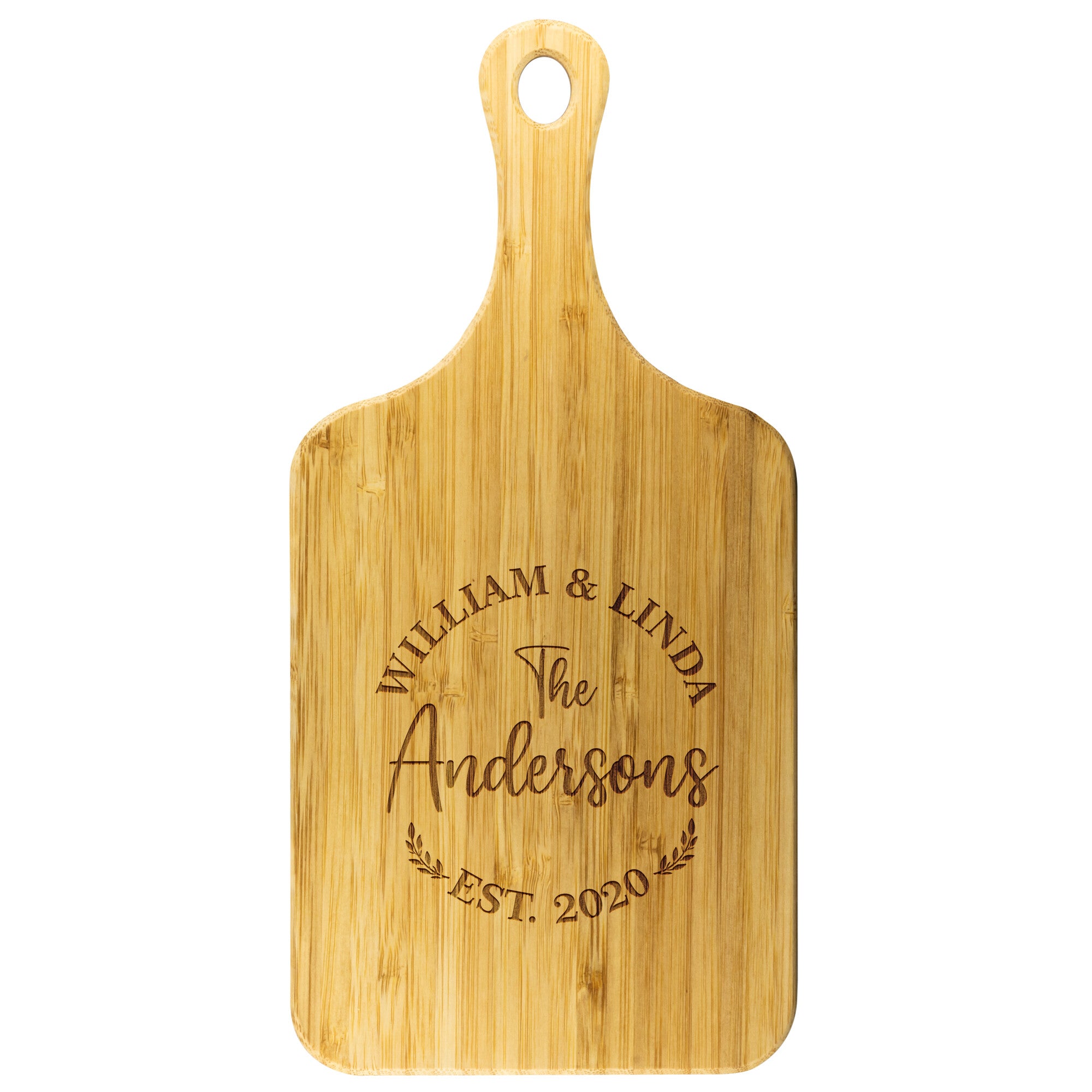 Bamboo Customized Cutting Board with Handle - Design 5- Personalized Gift