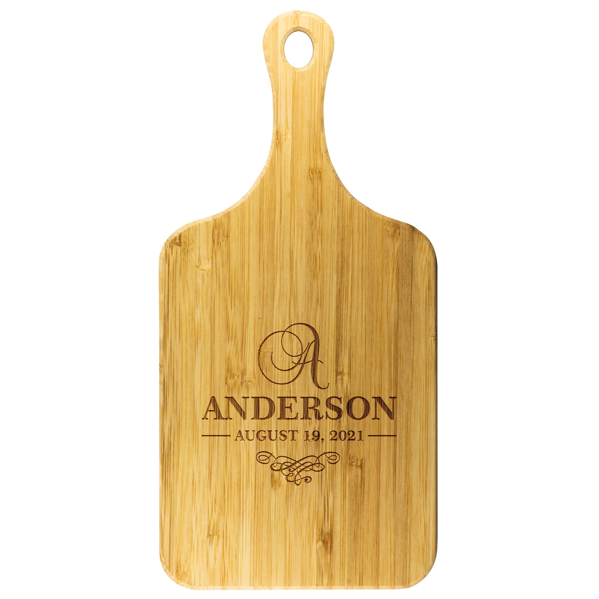 Bamboo Customized Cutting Board with Handle - Design 2- Personalized Gift
