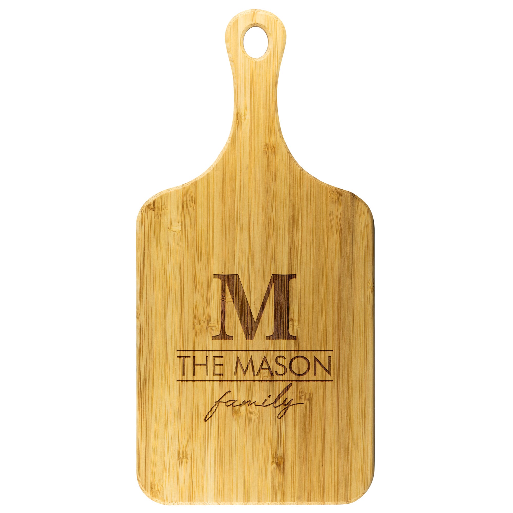 Bamboo Customized Cutting Board with Handle - Design 3- Personalized Gift