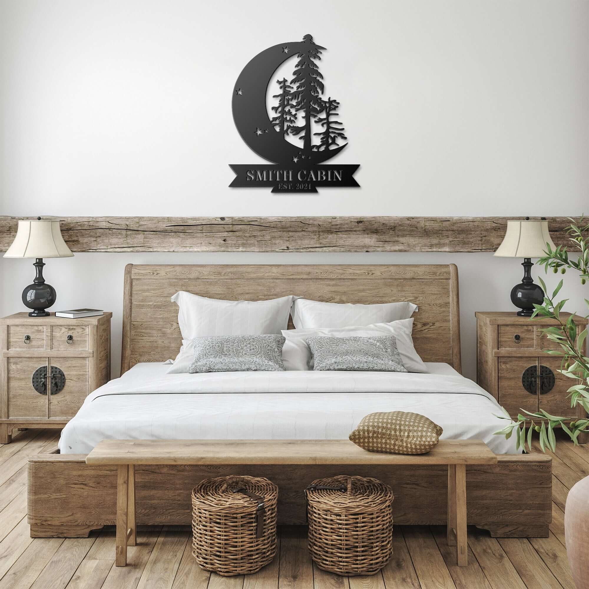 Crescent Moon Custom Monogram Metal Wall Art