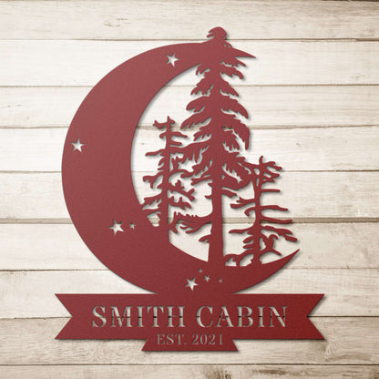 Crescent Moon Custom Monogram Metal Wall Art