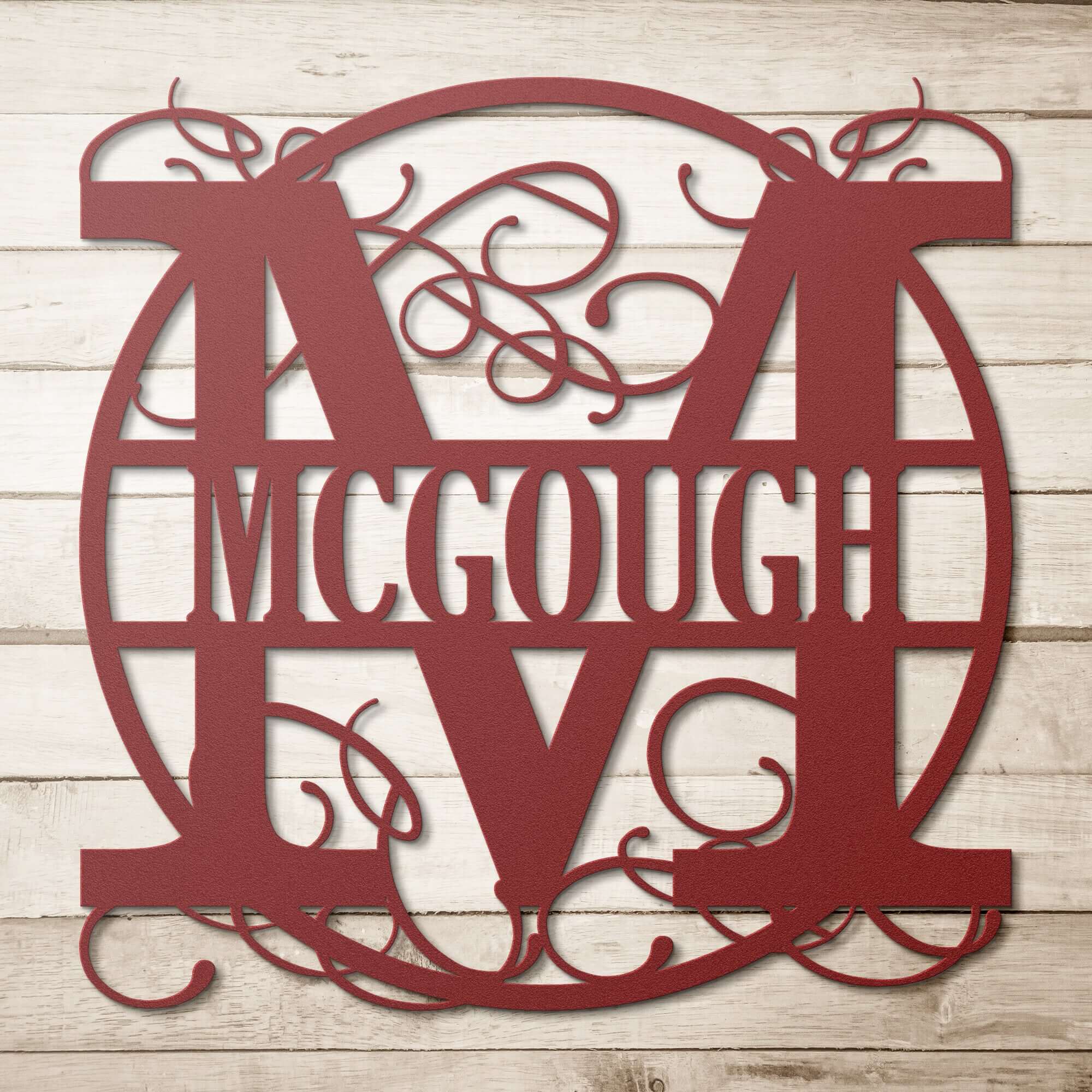 Personalized custom split letter monogram metal wall art. 