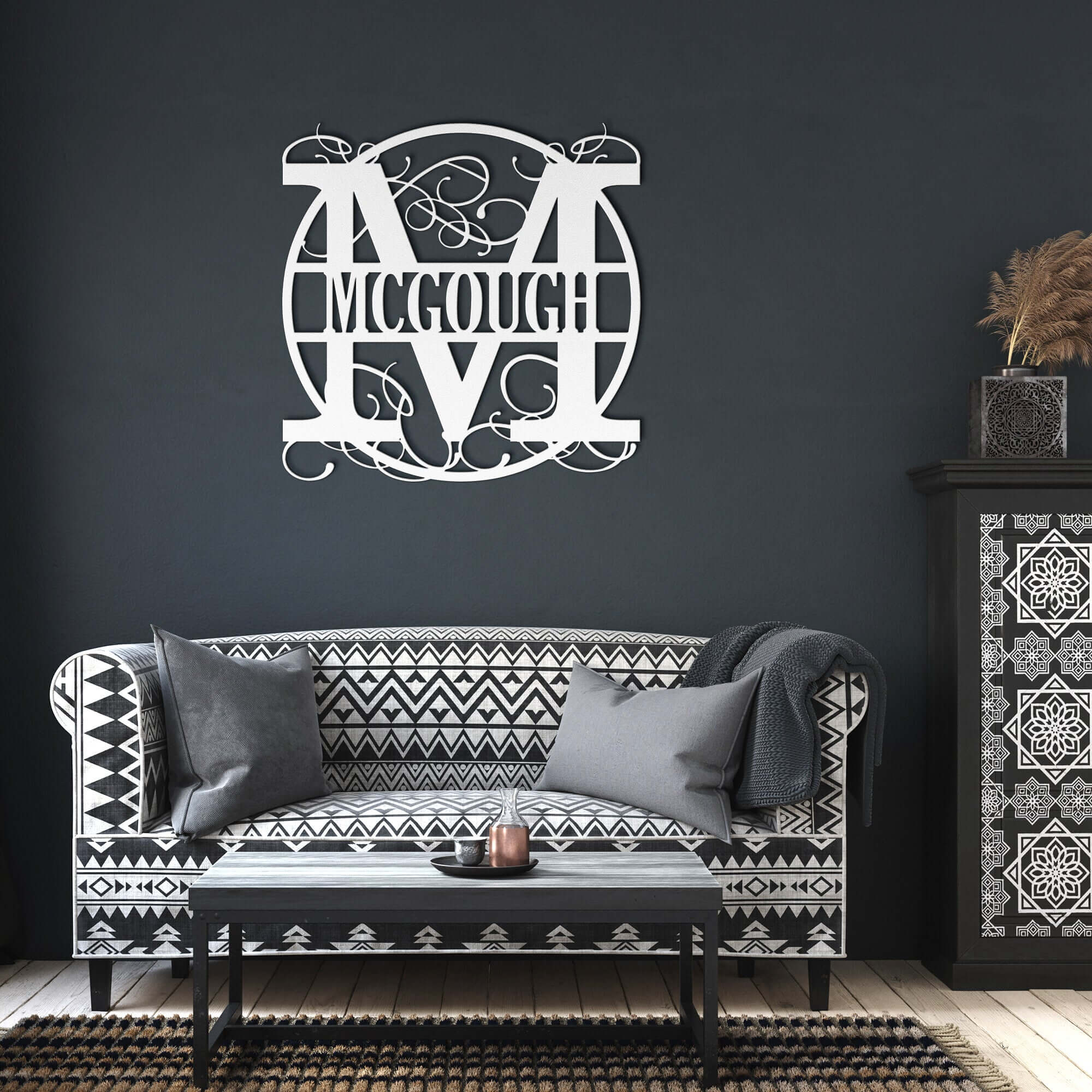 Custom Letter Monogram Personalized Metal Wall Art