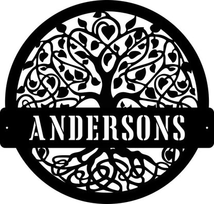 Tree Of Life Personalized Monogram Metal Wall Decor Sign