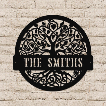 Tree Of Life Personalized Monogram Metal Wall Decor Sign
