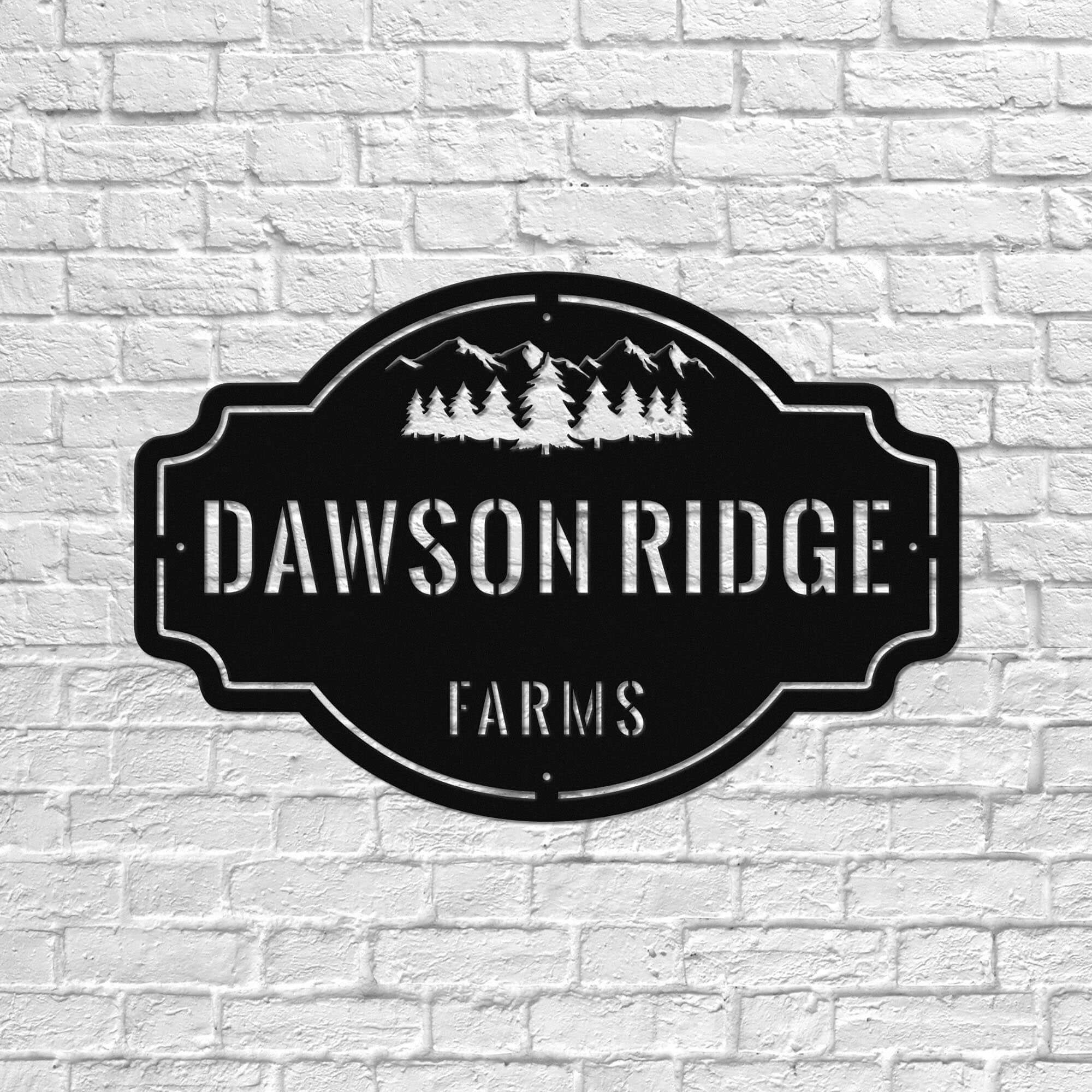 Mountain Ridge Family Name Personalized Metal Wall Art Decor Sign