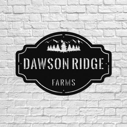 Mountain Ridge Family Name Personalized Metal Wall Art Decor Sign