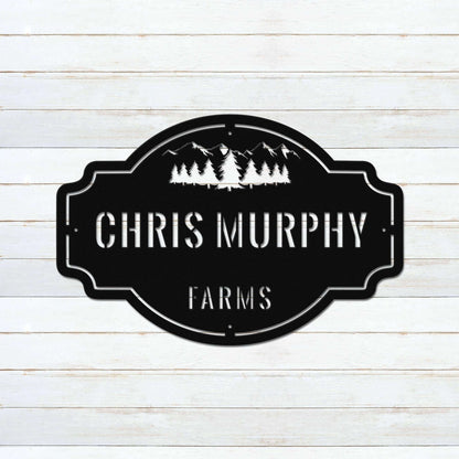 Mountain Ridge Family Name Personalized Metal Wall Art Decor Sign