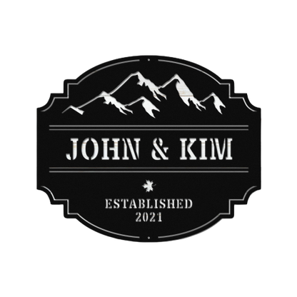 Snow Capped Peaks Custom Monogram Metal Wall Decor Sign