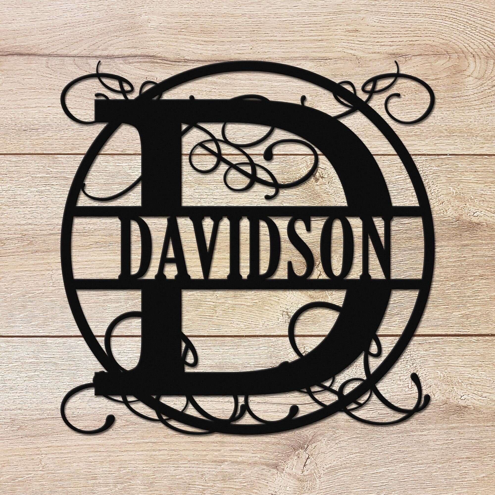 Personalized monogram family name metal wall art. 