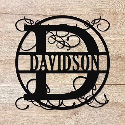 Personalized monogram family name metal wall art. 