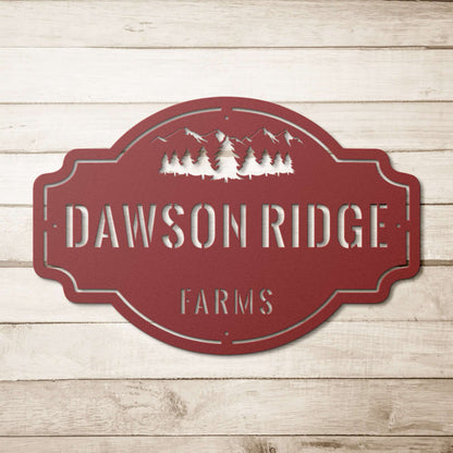 Mountain Ridge Family Name Personalized Metal Wall Art Decor Sign