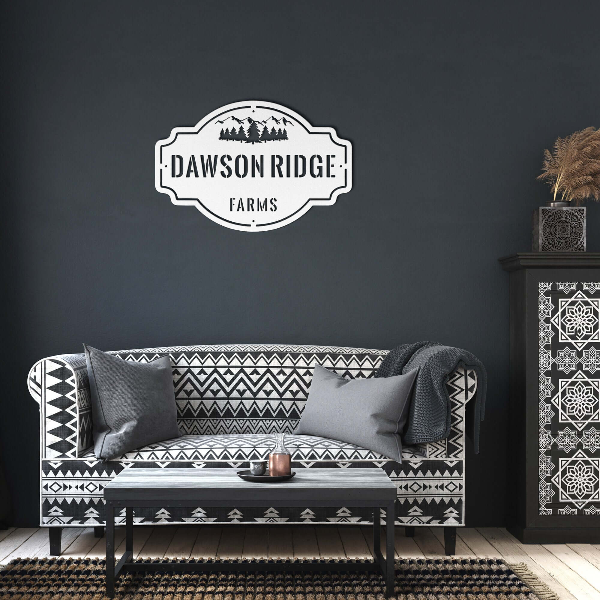 Mountain Ridge Family Name Personalized Metal Wall Art Decor Sign