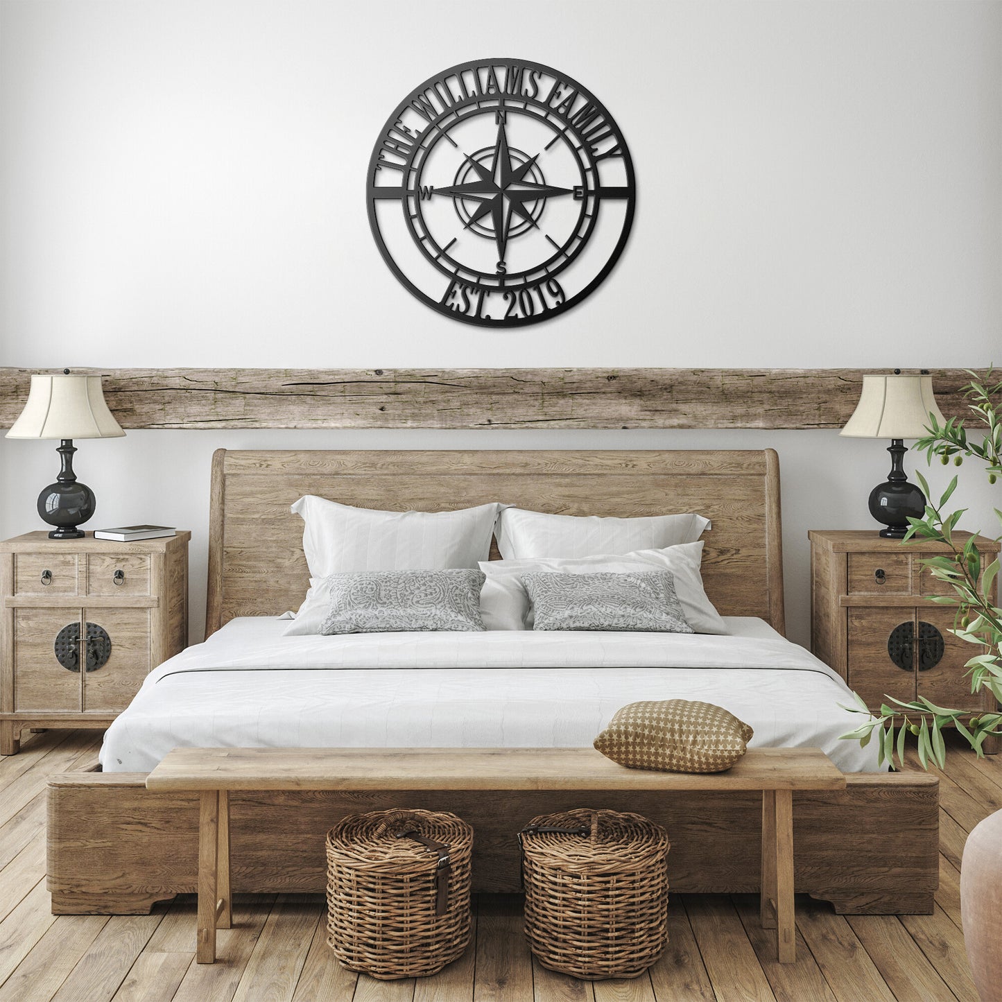 Nautical Compass Rose Personalized Monogram Metal Wall Art Decor