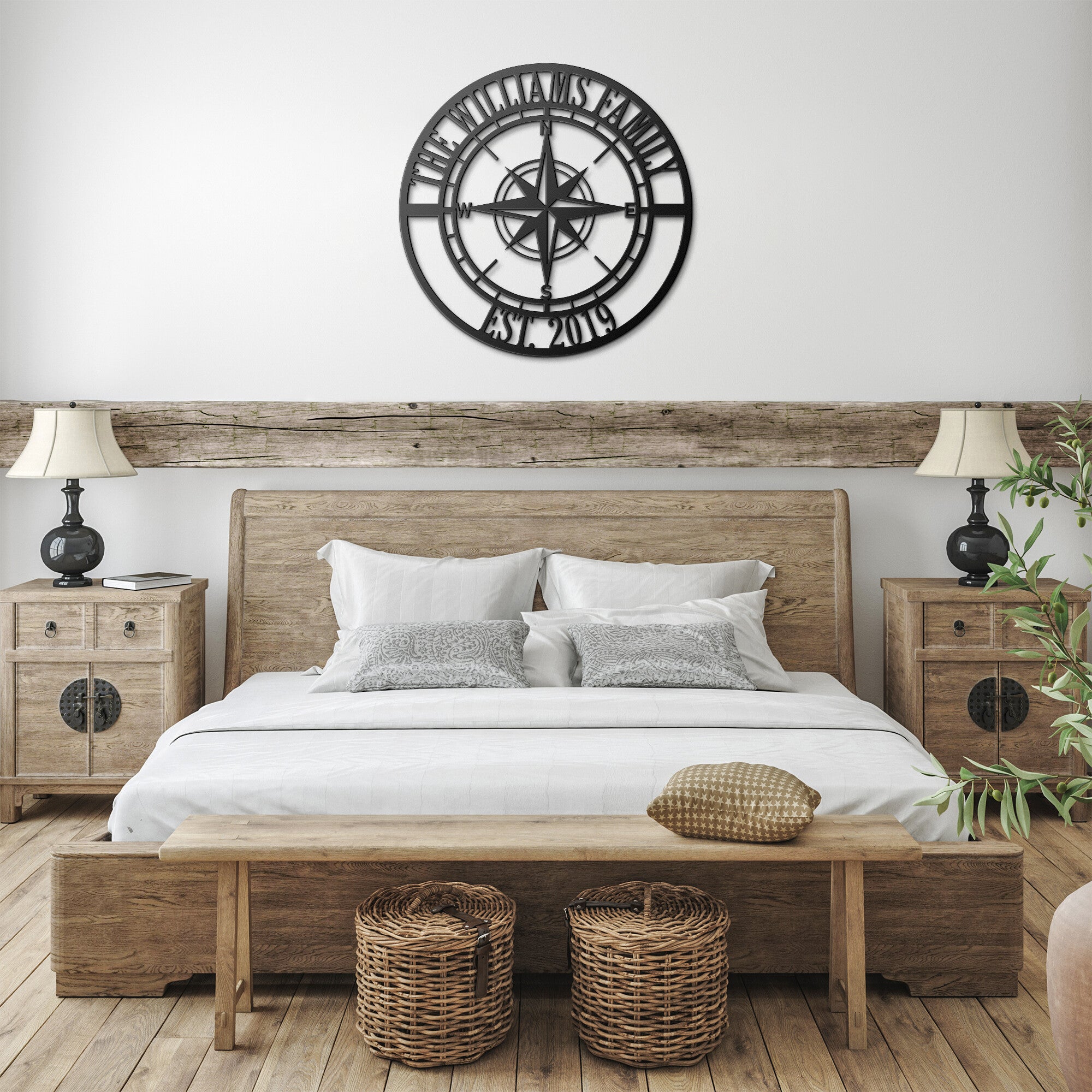 Nautical Compass Rose Personalized Monogram Metal Wall Art Decor