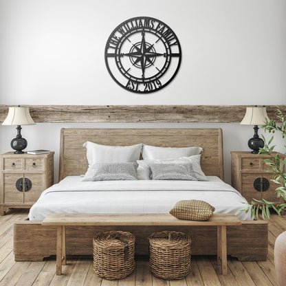 Nautical Compass Rose Personalized Monogram Metal Wall Art Decor