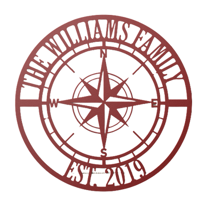 Nautical Compass Rose Personalized Monogram Metal Wall Art Decor