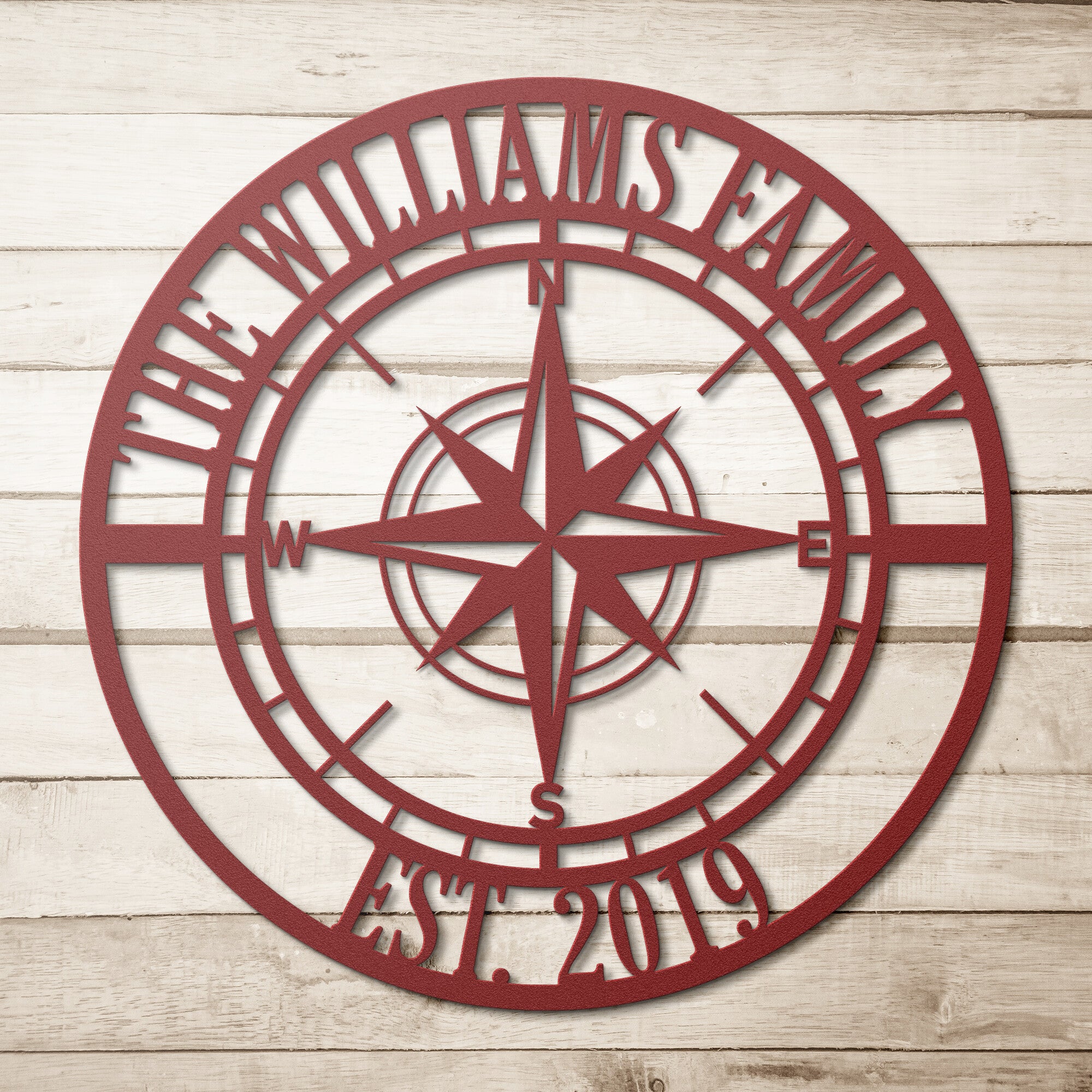 Nautical Compass Rose Personalized Monogram Metal Wall Art Decor